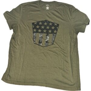 City Streets Mens T Shirt Size XL X-Large Short Sleeve American Flag Army Green‎